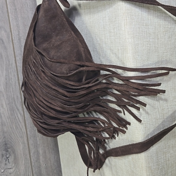 Hobo International Brown Fringe Suede Leather Shoulder Bag - Picture 7 of 12
